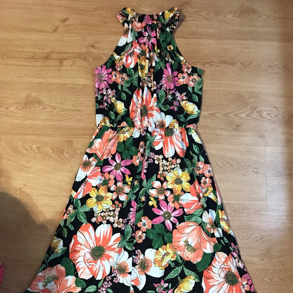 Tacera Multicolor Floral High Low Dress
